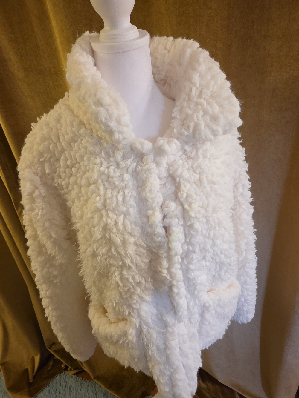 Knapp Studio Womans' Cream Faux Fur Sherpa Teddy Coat Plush Warm Jacket Medium